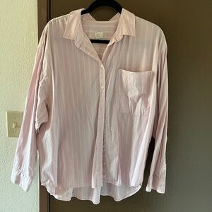 Size XXL Pink Striped Button Up Long Sleeve